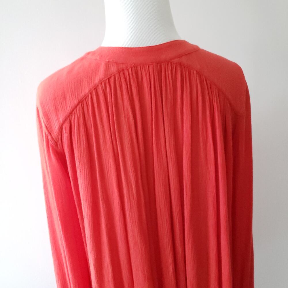 Free People Boyfriend Button Down Gauzy Shirt Red Oversized Rayon Women XS - Picture 6 of 10